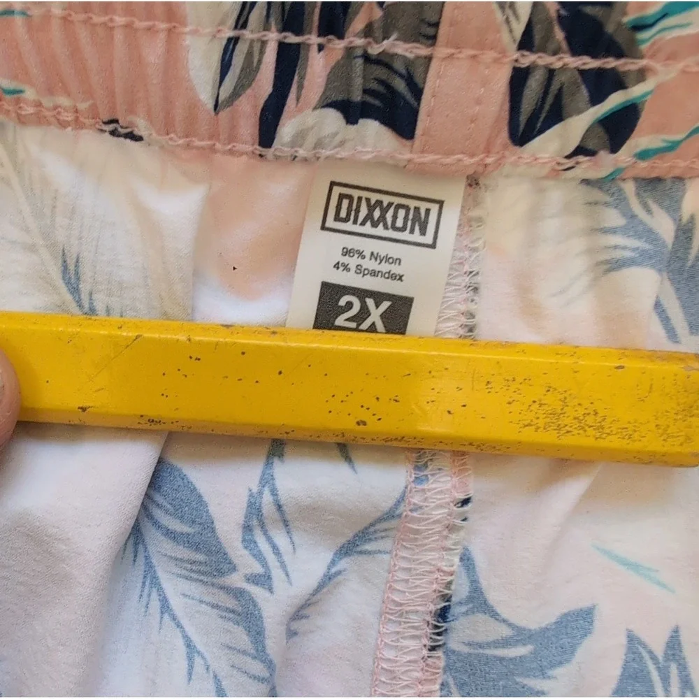 Dixxon Flannel Co Barbuda Boardshorts Mens 2XL Pink Palm Leaf Trunks XXL Beach
